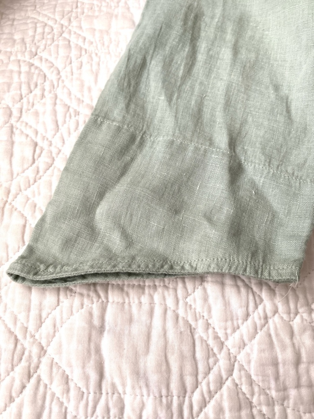 Flax 100% Sage Green Linen Button Front Tunic Shirt Top Long Sleeve Size L - Picture 10 of 16